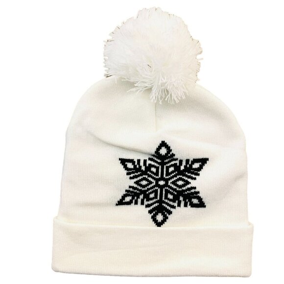 Holiday Time Womens Santas Helper Pom Pom Knit Beanie Hat Winter White - Picture 3 of 7